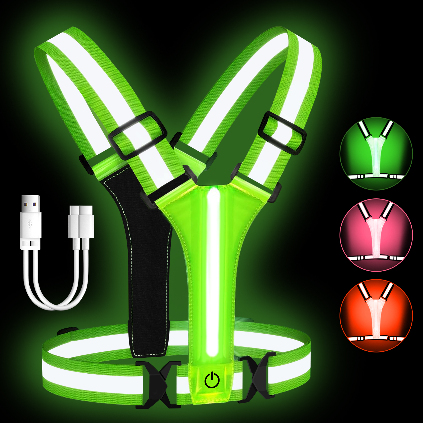 Running Gear For Winter - Adjustable LED Reflective Vest Running Gear