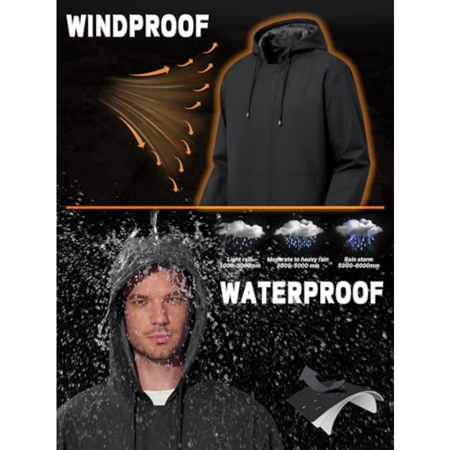 UIQUR Men's Rain Jacket Waterp - Running Gear Jacket reseña y precio