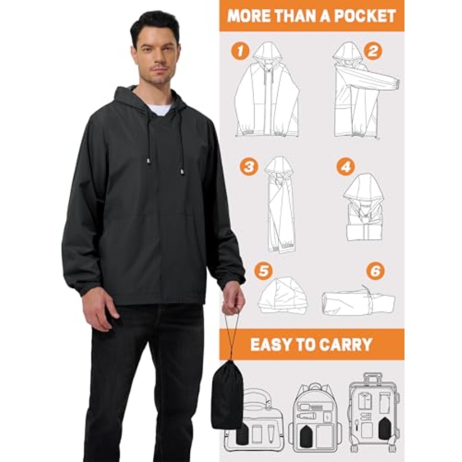 UIQUR Men's Rain Jacket Waterp - Running Gear Jacket reseña y precio