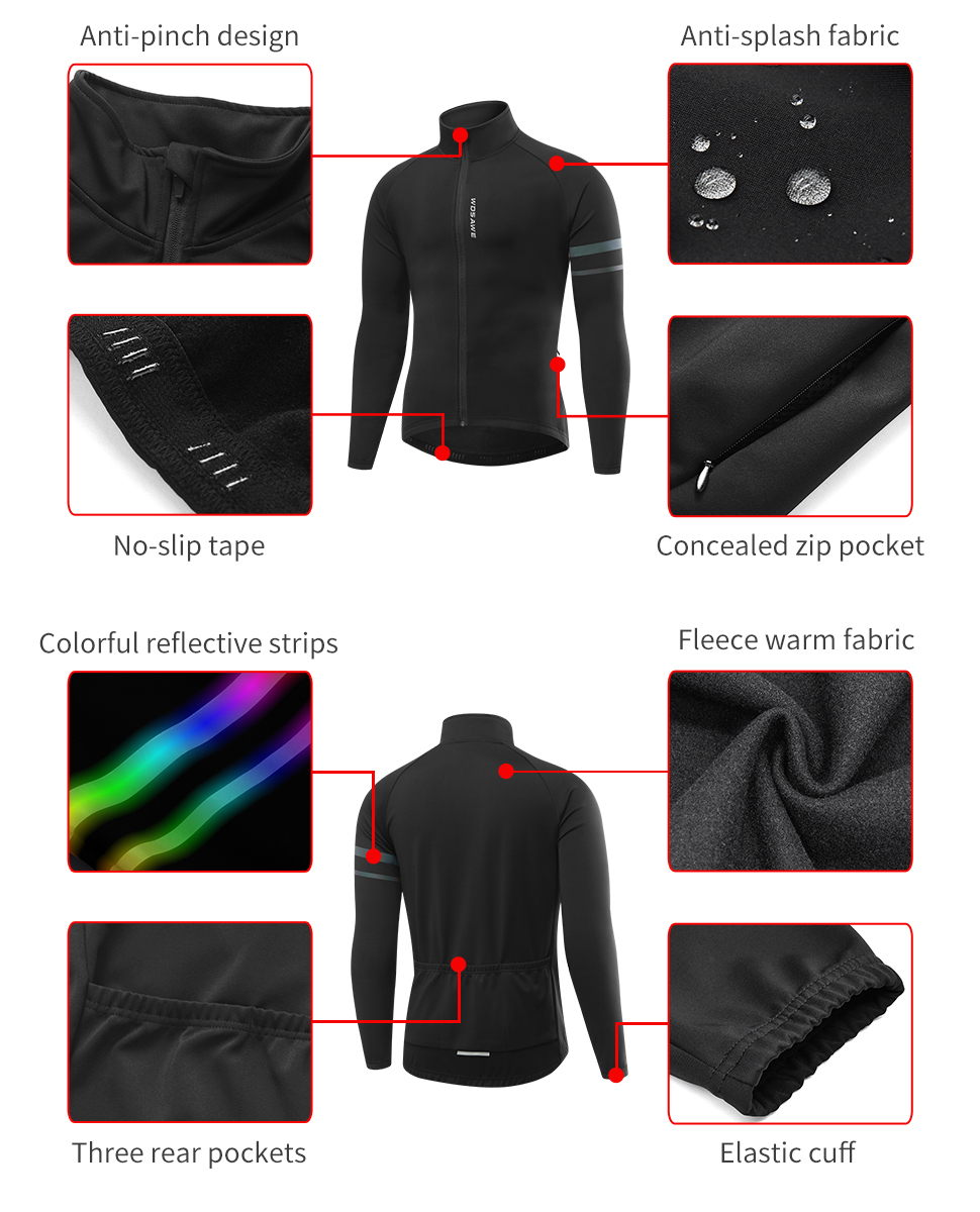 WOSAWE Men'sThermal Winter Cyc - Running Gear Jacket reseña y precio